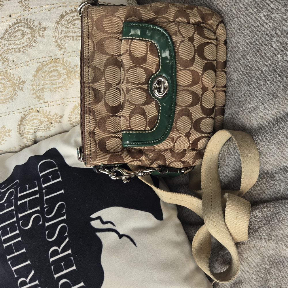Brown and Green Crossbody Bag